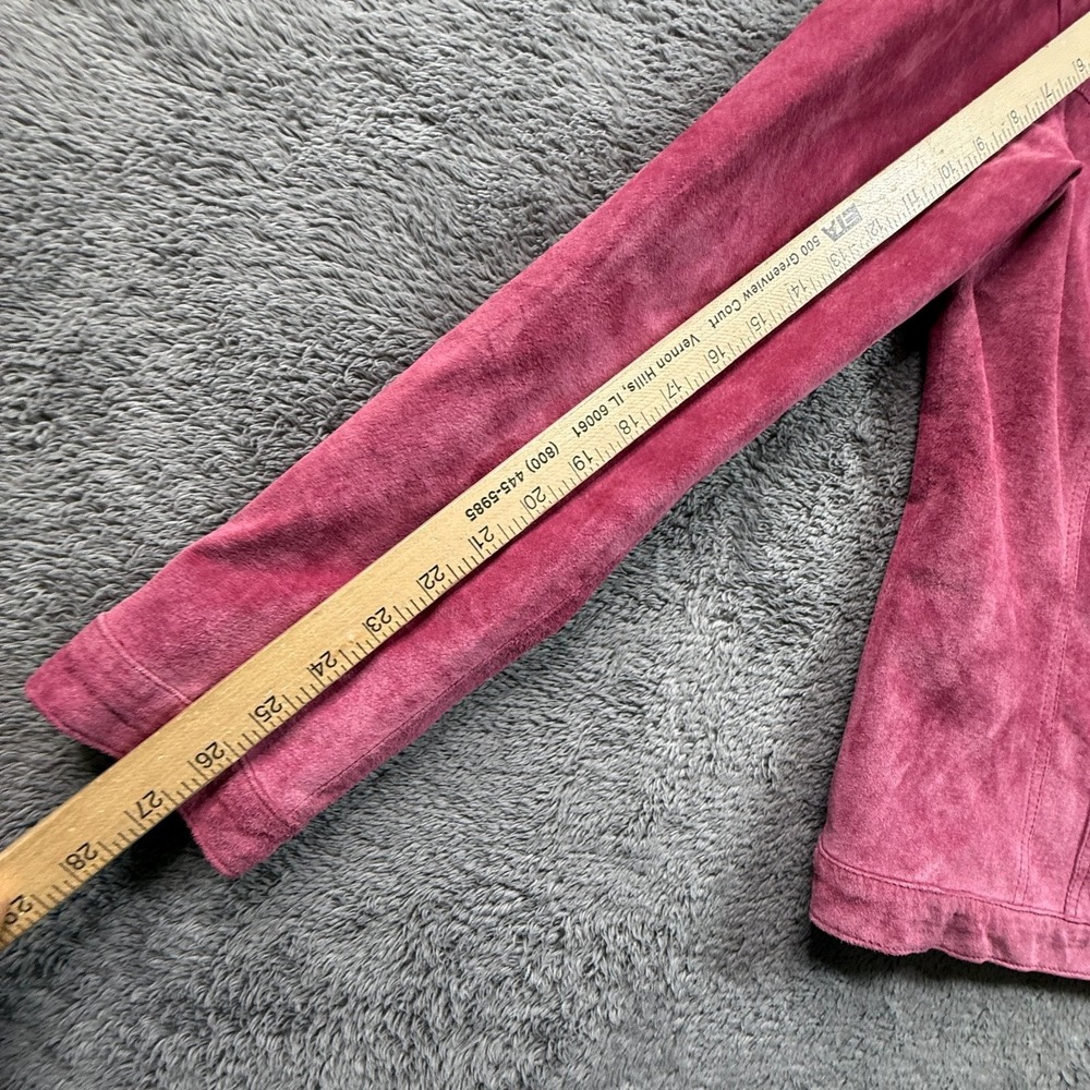 For Joseph M Pink Suede Leather Jacket Womens Button Front Y2K Vintage - Picture 6 of 6